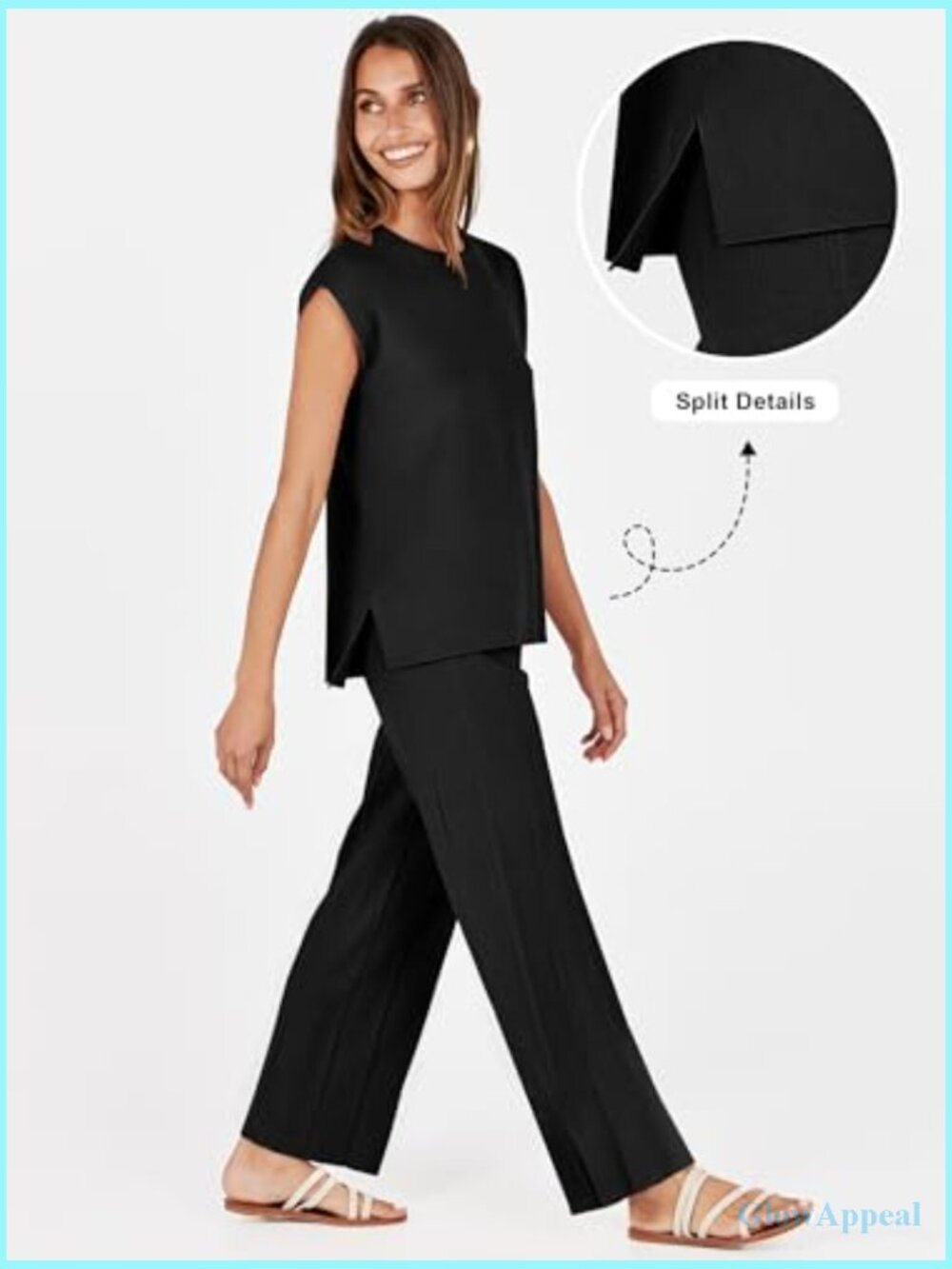 Women 2 Piece Lounge Set Knit Vest and Pant Summer Vacation Outfit - Picture 4 of 7
